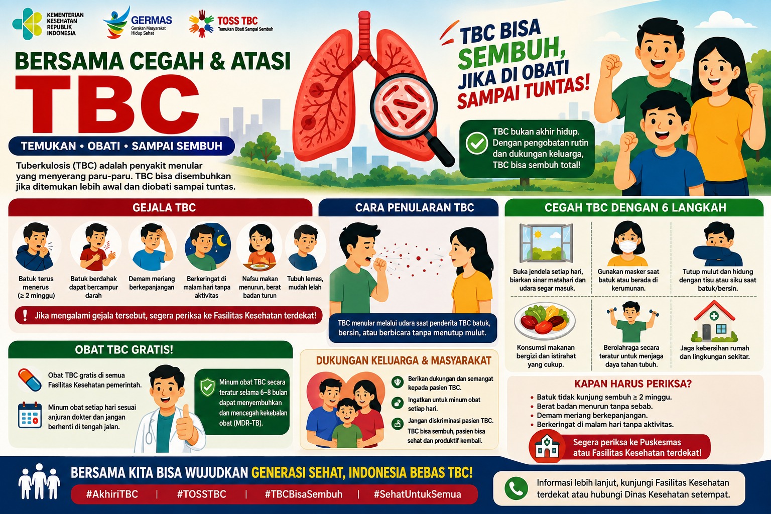 Poster Edukasi Bersama Cegah dan Atasi TBC - Kemenkes RI